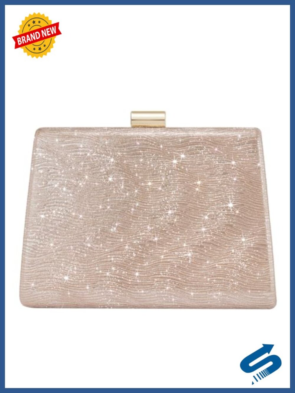 Sparkly Glitter PU Leather Evening Clutch with Detachable Chain for Weddings